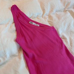 Zara Pink One Shoulder Top Barbie